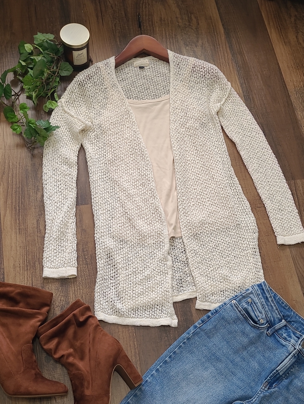 Cream Open Knit Cardigan